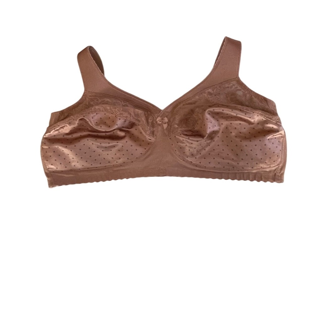Glamorise MagicLift Full Figure Wireless Bra 46D Dusty Rose Polka Dot 1000